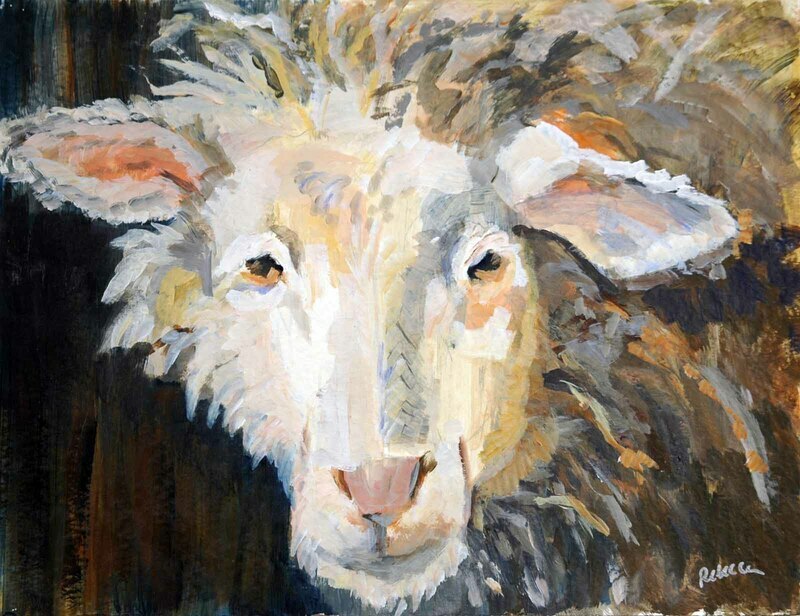 Mother Sheep by Rebecca Dufton, 12 x 16 inches, acrylic on paper