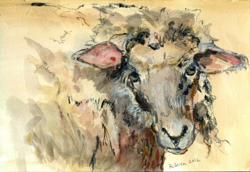 Mother Sheep (sketch) by Rebecca Dufton, 20.5 x 16.5 inches, watercolour and gouache on paper