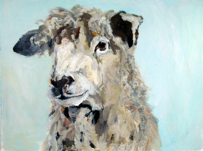 Sheep Head by Rebecca Dufton, 23 x 30 inches, acrylic on watercolour paper