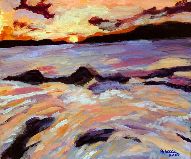 Sunset by Rebecca Dufton, 16 x 12 inches, acrylic on canvas