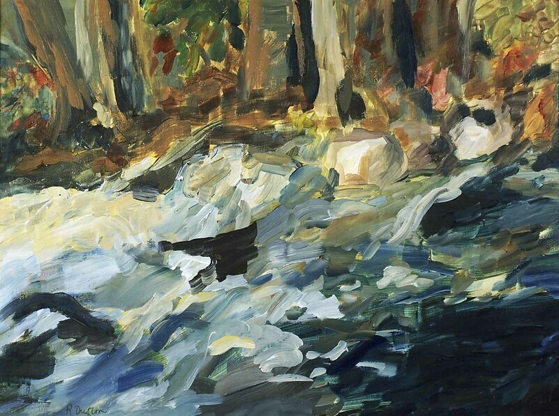 The Rapids, Montpelier, QC (plein air sketch) by Rebecca Dufton, 16 x 12 inches, acrylic on masonite