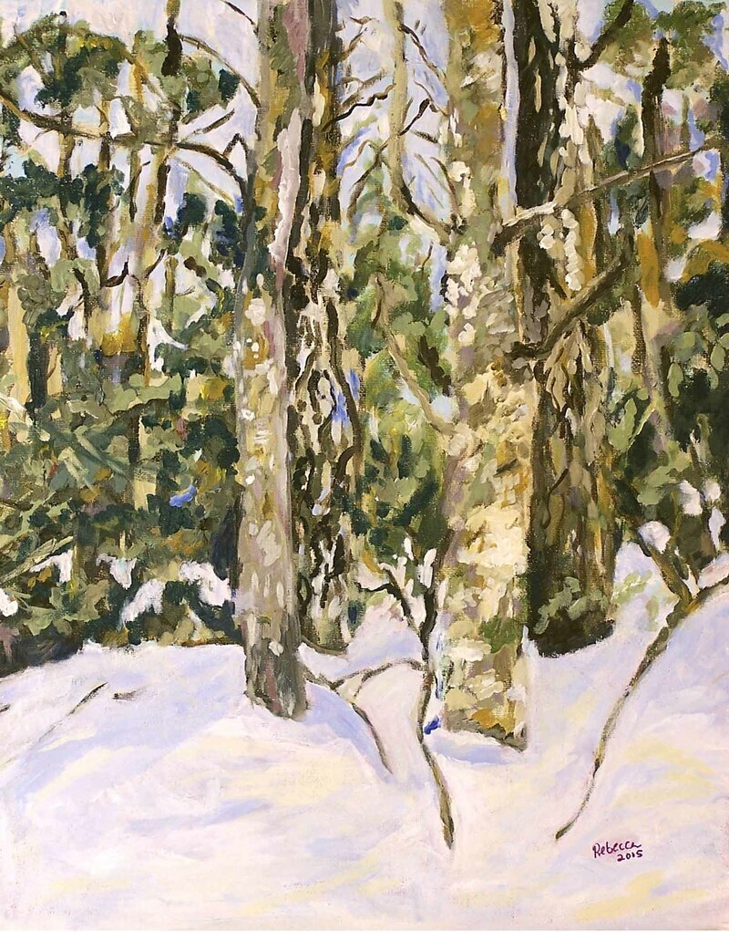 Winter Forest by Rebecca Dufton, 16 x 20 inches, acrylic on canvas